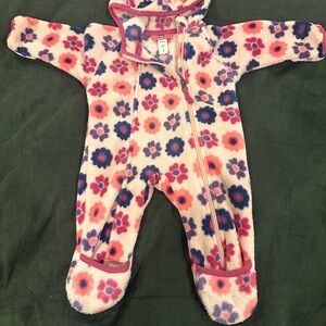 REI Pink and Blue Floral Kids One Piece Footie